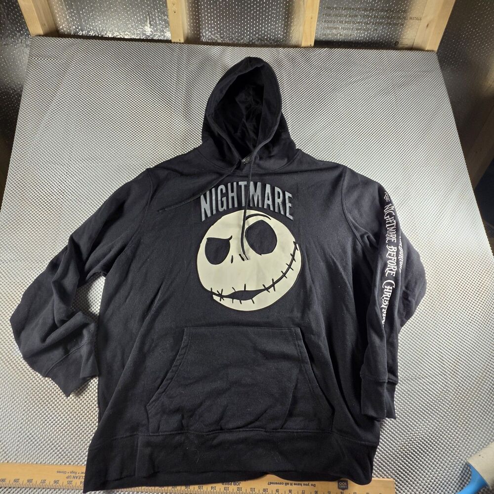 Disney Nightmare Before Christmas Jack Skellington Hoodie 2XL Black Pullover